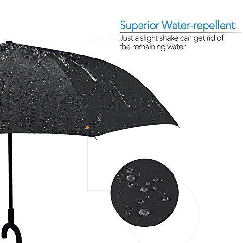 6211 Plain Design Windproof Upside Down Reverse Umbrella With C-shaped Handle 6211 Plain Design Windproof Upside Down Reverse Umbrella With C-shaped Handle